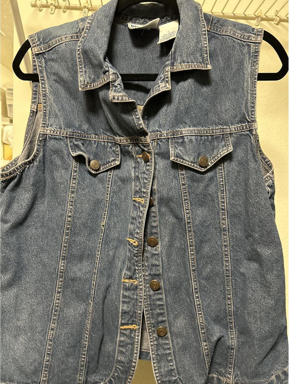 Bill Blass Vintage Denim Sleeveless Jacket Vest Size Large